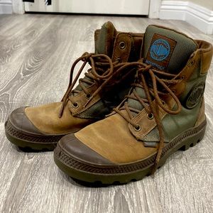 Palladium brown high top waterproof boots. Size Women 6. Lightly used.